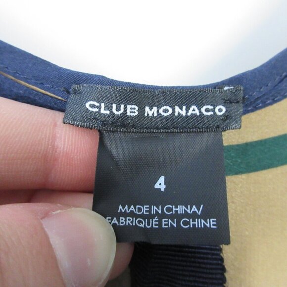 Club Monaco 100% Silk Dress 4 Striped Scoop Neck Sleeveless Casual Party 92 - Picture 7 of 12